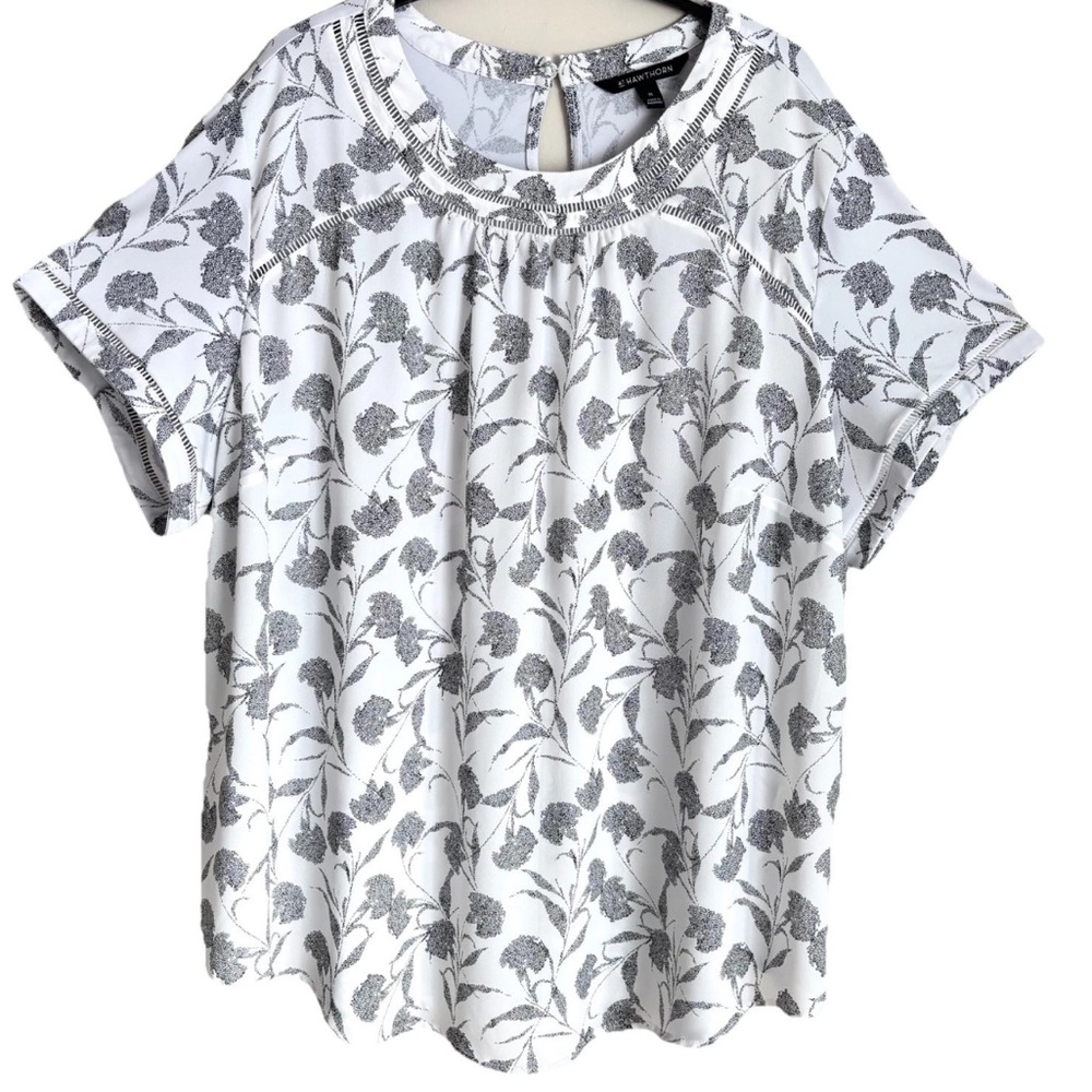 41 Hawthorn Floral Short Sleeve Blouse Size 3X